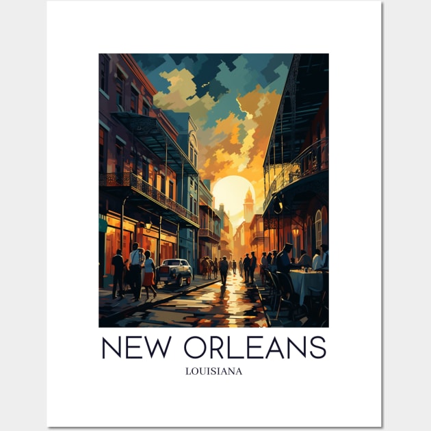 A Pop Art Travel Print of New Orleans - Louisiana - US Wall Art by Studio Red Koala